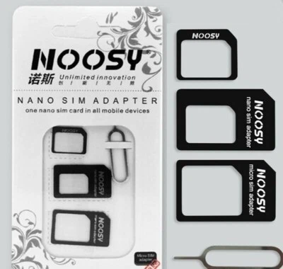 NOOSY 4 in 1 Nano SIM Micro SIM Standard SIM Adapter Kit für alle Smartphone Tablet