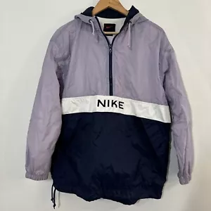Vintage Nike Windbreaker Jacket Size Medium Colorblock Hooded Purple - Picture 1 of 9