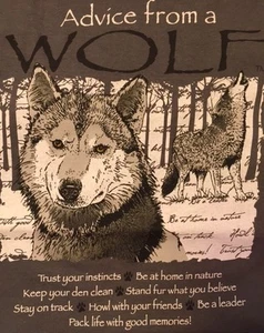 T-shirt Wolf NWT Organic Cotton NWT Advice NEW S M 2XL Grey Gray Short Sleeve - Picture 1 of 5