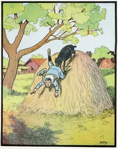 W.H. Fry illustration BOY AND GOAT PLAYING 1903 chromolithograph Billy Whiskers - Picture 1 of 3