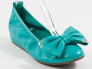 Neue Francesco V. grüne Schleife Leder Schuhe Gr. 35 US 5 - Bild 1 von 6