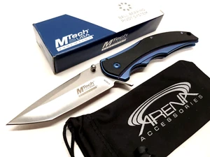 MTech Framelock Tanto G10 Pocket Knife 8CR13 Ball Bearing Pivot EDC Flipper Blue - Picture 1 of 5