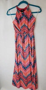 By & By Girl Med.10-12 Summer dress Batik Print Pink Orange Blue Straps Maxi 48" - Picture 1 of 7