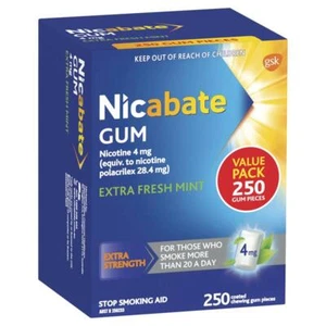 Nicabate Gum 4mg Extra Fresh 250 Pieces Exclusive Size - Picture 1 of 1