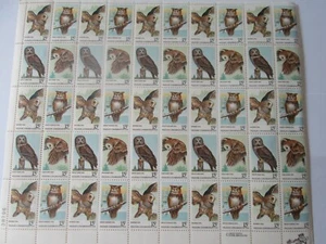 Scott #1760-1763 OWLS WILDLIFE", (50) .15 cent denomination - FULL Sheet, M/NH - Picture 1 of 2