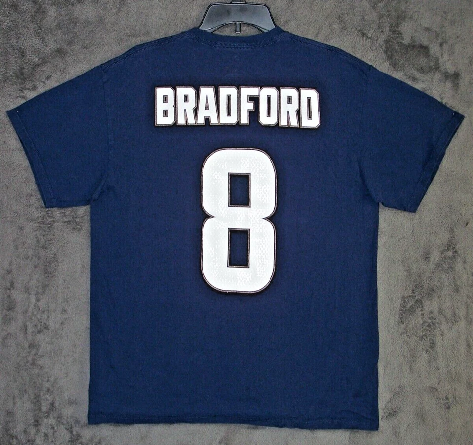 St Louis Rams Shirt Adult Large BRADFORD #8 NFL Majestic SS Cotton Sport Mens Foto 1 de 4
