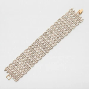 Women's 18K Gold Filled Micro Pave Cubic Zirconia Link Chain Bracelet Wristband - Picture 1 of 6