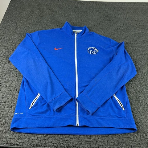 Boise State Broncos Nike Jacket Mens 2XL Blue Full Zip Dri-Fit Long Sleeve NCAA Cover