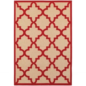7' X 10' Red Geometric Stain Resistant Indoor Outdoor Area Rug - Picture 1 of 1