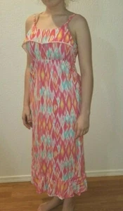 Cute Girl's PLACE Size XL 14 Maxi Dress Spaghetti Straps Tie-Dye Diamond Print - Picture 1 of 12