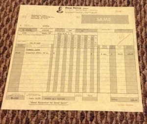 RARE 1971 DOUG HARVEY SPORTS STORE INVOICE MINT !! - Picture 1 of 1