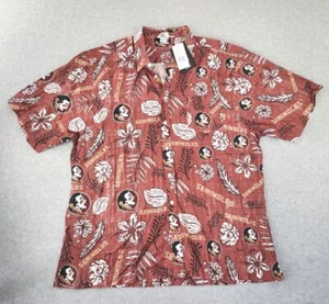 New Florida State Seminoles Football Hawaiian Button Wes Willy FSU Shirt Men 2XL - Picture 1 of 12