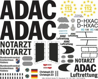 Decal 161 EC 135 ADAC D-HXAC Christoph 23 - Bild 1 von 2