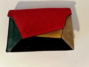 Vintage MCM suede Color block Clutch Purse 7 7/8” - Picture 1 of 8