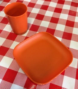 Kids Play Food Fun Tupperware Tuppertoy MINI Plate Cup Replacement Orange Prop - Picture 1 of 3