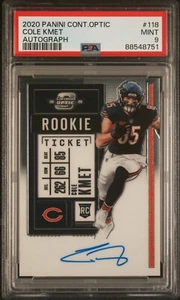 2020 PANINI OPTIC CONTENDERS #118 COLE KMET ROOKIE TICKET AUTO PSA 9 - Picture 1 of 2