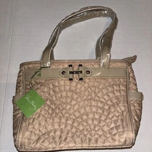 Vera Bradley Mon Cheri Handbag Purse Khaki Quilted Faux Leather Trim NWT - Picture 1 of 15