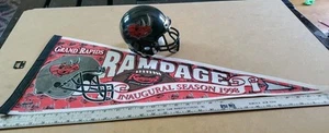 ARENA LEAGUE GRAND RAPIDS RAMPAGE RIDDELL Style Mini Helmet And Pennant 1998 - Picture 1 of 6