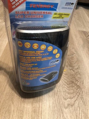 Tenergy T9688 Universal LCD Screen Battery Charger for AA/AAA/C/D/9V w/ USB Port - Image 1 of 4