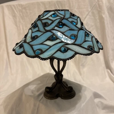 Candelabro de agua de manantial Partylite lámpara vitral azul estilo Tiffany P7952 Foto 1 de 4