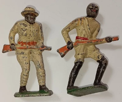 Soldados de juguete Grey Iron Co. años 30 RARO #G86 y G90 etíopes Barclay  Foto 1 de 2