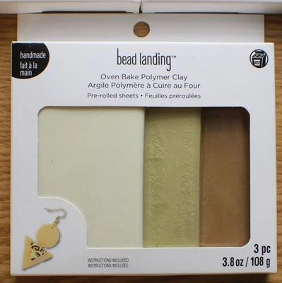 Bead Landing Oven Bake Polymer Clay Pre-Rolled 3 Piece 3.8 oz Handmade - Image 1 of 2