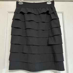 ALFANI Black Elastic Waist Tiered Ruffles Layered Skirt, Women’s Size 6 - Picture 1 of 8