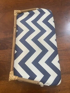 Blue and White Striped Fabric Wristlet Clutch 14"x 8"- Preowned with Character - Picture 1 of 6