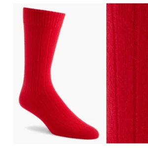 Nordstrom Rib Cashmere Blend Crew Socks, Red Chilly, Size 6.5-12, NWT - Picture 1 of 5