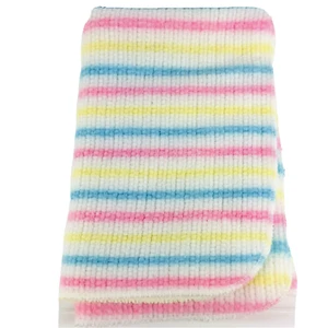 Vintage Acrylic Waffle Weave Baby Blanket Pastel Stripes Pink Blue Yellow - Picture 1 of 7