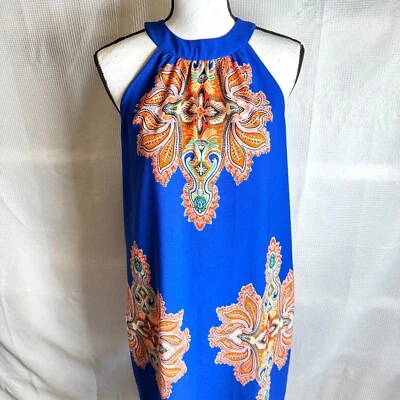 Vestido maxi Catherine Malandrino azul royal tamanho S Halter cruzeiro resort de férias - Imagem 1 de 4