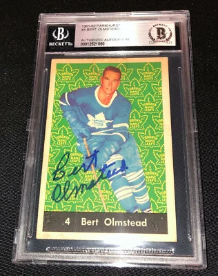 BERT OLMSTEAD SIGNED 1961-62 PARKHURST #4 CARD BECKETT 00012521090 LEAFS - Image 1 of 2