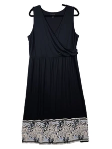 J. Jill Wearever Collection Faux Wrap Maxi Dress Sz L Floral Hem Coastal Beach - Picture 1 of 13