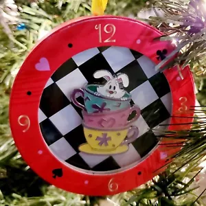 Scatola ornamentale e spilla* Disney Park Mad Tea Party Natale Alice Wonderland Coniglio - Foto 1 di 4