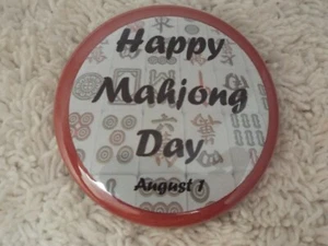Happy Mahjong Day ~ 2-1/4" Button Pinback Pin (C70) - Picture 1 of 1