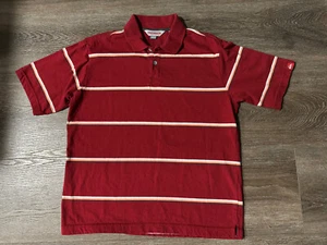 Quiksilver Casual Surfing Beach Polo Shirt Youth L LG 16-18 Red striped - Picture 1 of 3