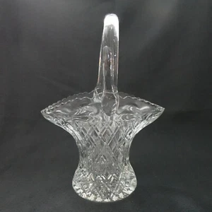 Vtg Princess House Crystal Glass Diamond Cut Basket with Handle Sawtooth Edge - Picture 1 of 14