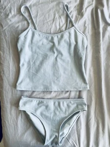 Shan Two-Piece Swimsuit 10 Gray Retro Designer Longline Tankini - Picture 1 of 6