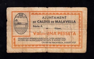 F.C. CALDES DE MALAVELLA (GERONA) , 1 PESSETA , SERIE A , B/C . - Picture 1 of 2