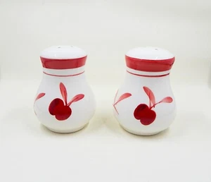 Dansk Bing Red Apples Cherry Ceramic Salt & Pepper Shakers White Red - Picture 1 of 9