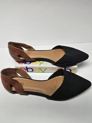 Planos cómodos Merona Celina para mujer 10 negros/marrones recortes laterales ligeramente usados Foto 1 de 4