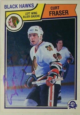 Curt Fraser Chicago Black Hawks Autographed 1983 OPC O Pee Chee #102 Card  - Image 1 of 2