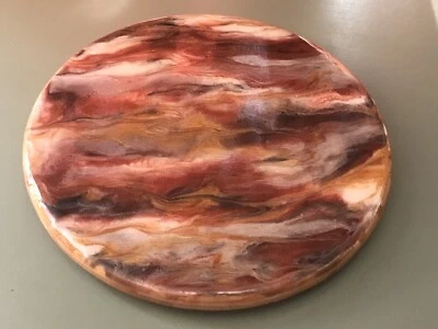 Bamboo Lazy Susan Hand Applied epoxy Resin 10” Beautiful! One Of A Kind! - Image 1 of 3