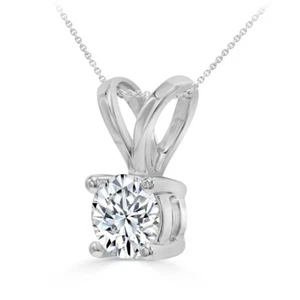 1CT Roun Cut IGI Certified Lab Grown Diamond 14K White Gold Pendant with chain - Picture 1 of 4