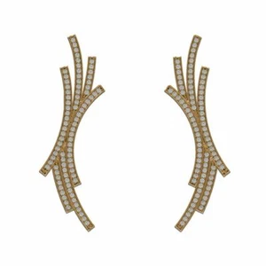 14k Yellow Gold Pave Diamond Ear Cuff Earrings Wedding Gift Women's Jewelry Gift - Picture 1 of 3