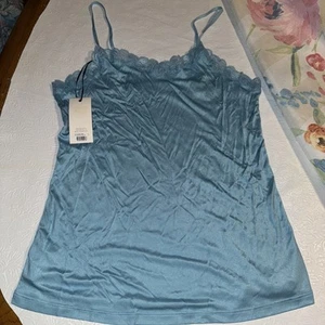 Uwila Warrior Womens Adjustable Silk Stretch Lace Trim Camisole Size M Blue - Picture 1 of 4