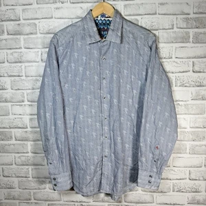 Robert Graham gestreiftes blaues Langarm Button Down Hemd Herren Größe L - Bild 1 von 5