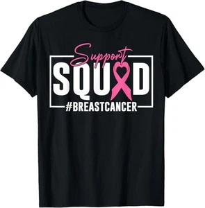Support Squad Breast Cancer Awareness Pink Ribbon T-Shirt - Picture 1 of 12