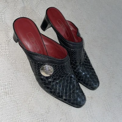 Brighton Giratorio Elegante Mules Mujer Talla 9 M Negro Cuero Tejido Salir Fiesta Foto 1 de 4