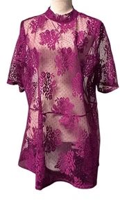 Lane Bryant Damen Top Bluse Spitze Transparent Spitze Overlay Lila Neu Größe 18/20 - Bild 1 von 11